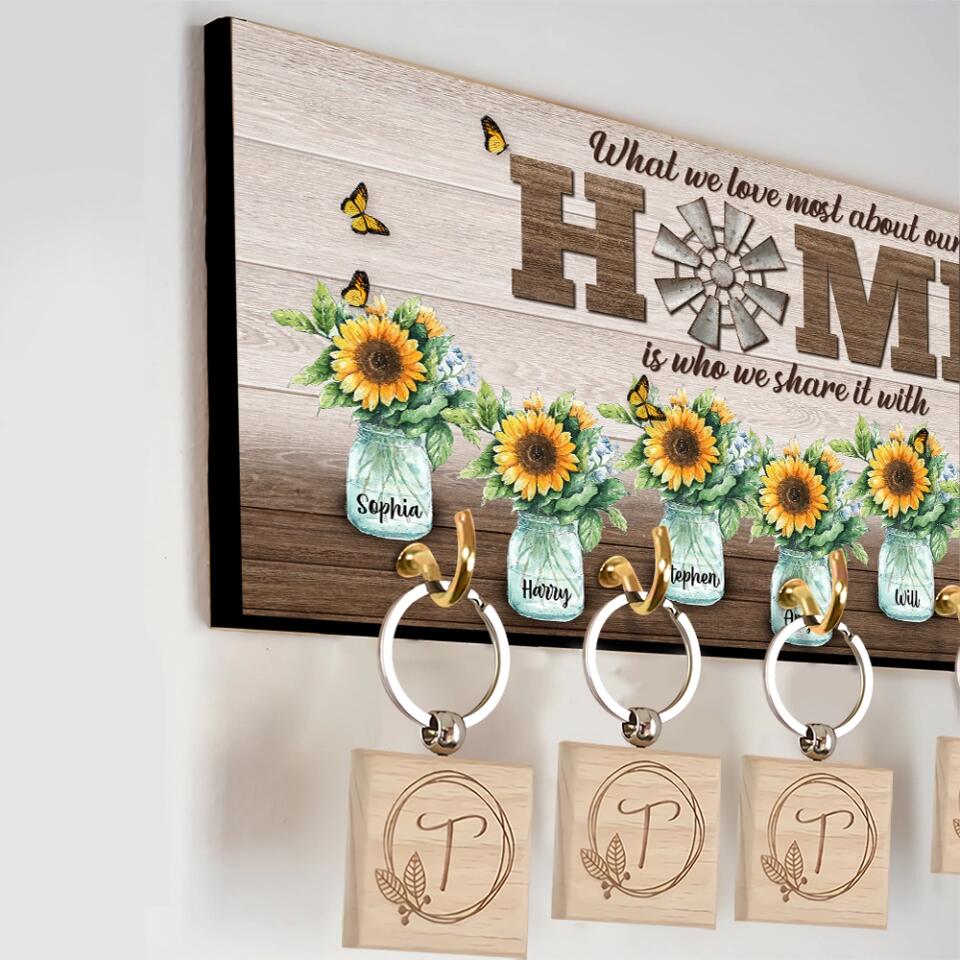 What We Love Most About Our Home - Personalized Key Holder - Gift For Family
