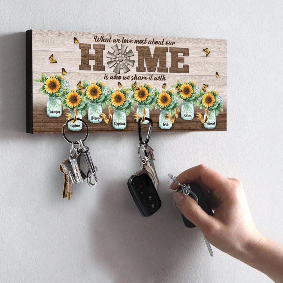 What We Love Most About Our Home - Personalized Key Holder - Gift For Family