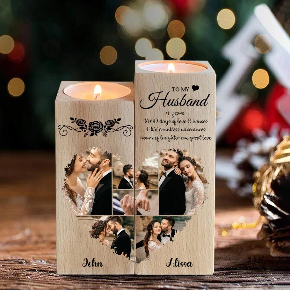 To My Husband - Personalized Candle Holder - Custom Name and Photo - Gift for Husband