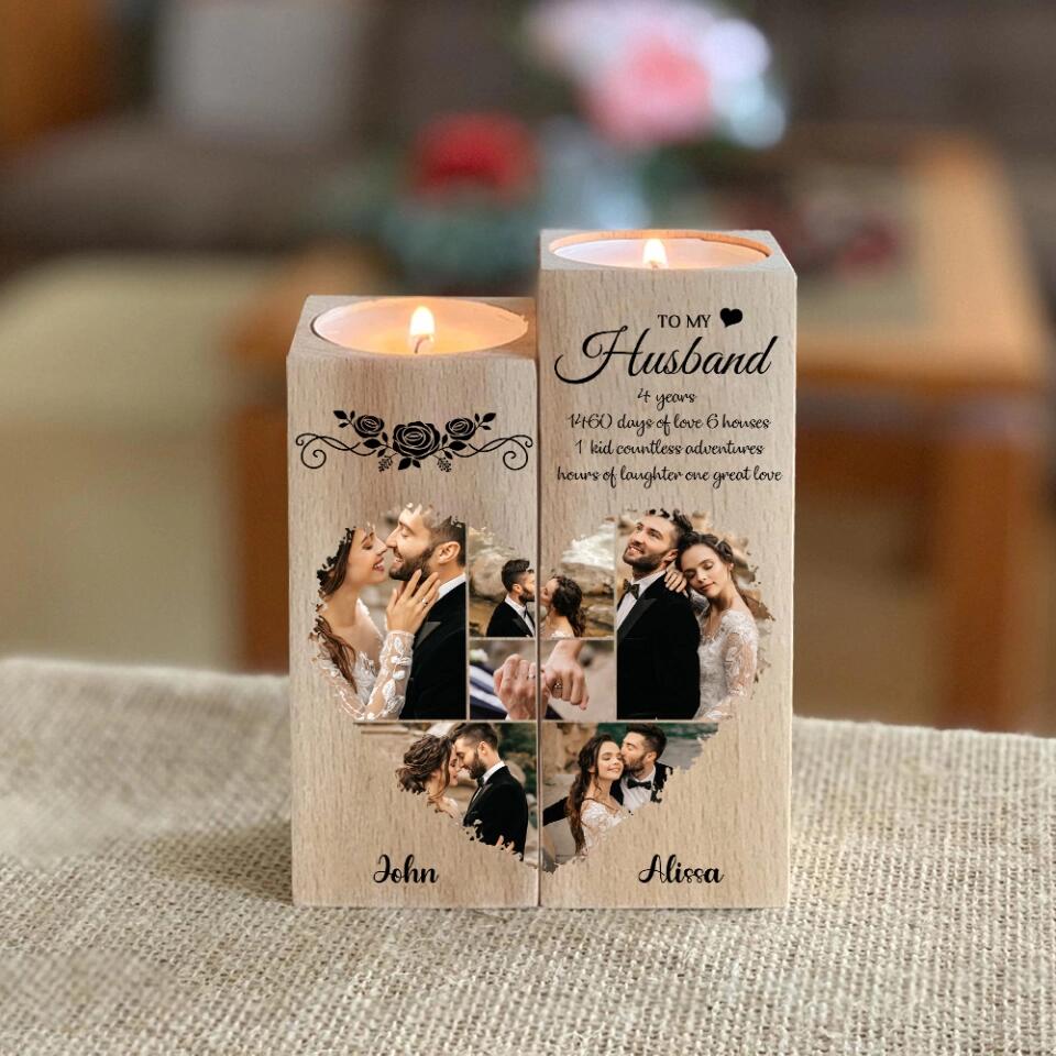 To My Husband - Personalized Candle Holder - Custom Name and Photo - Gift for Husband