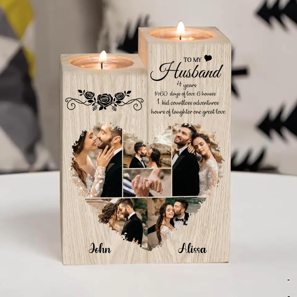 To My Husband - Personalized Candle Holder - Custom Name and Photo - Gift for Husband