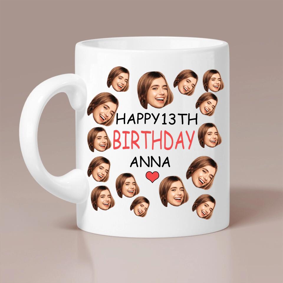 Happy Birthday Custom Funny Face - Personalized Mug - Gift For Her/Him