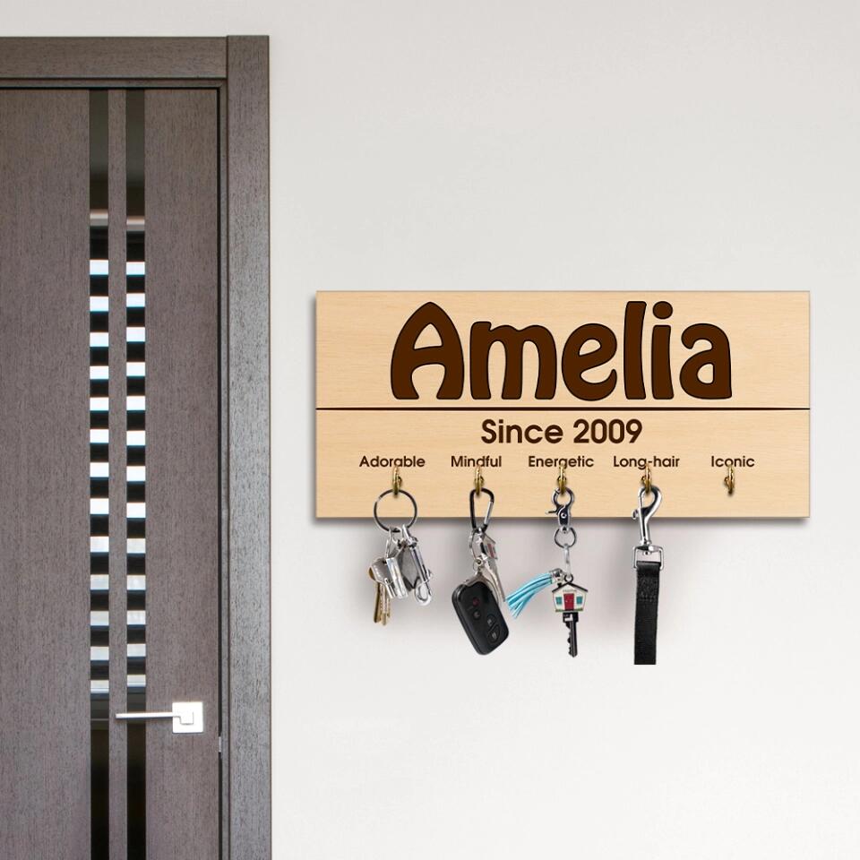 Since 2009 - Custom Name, Year and Personality - Personalized Key Holder - 13th Birthday Gift
