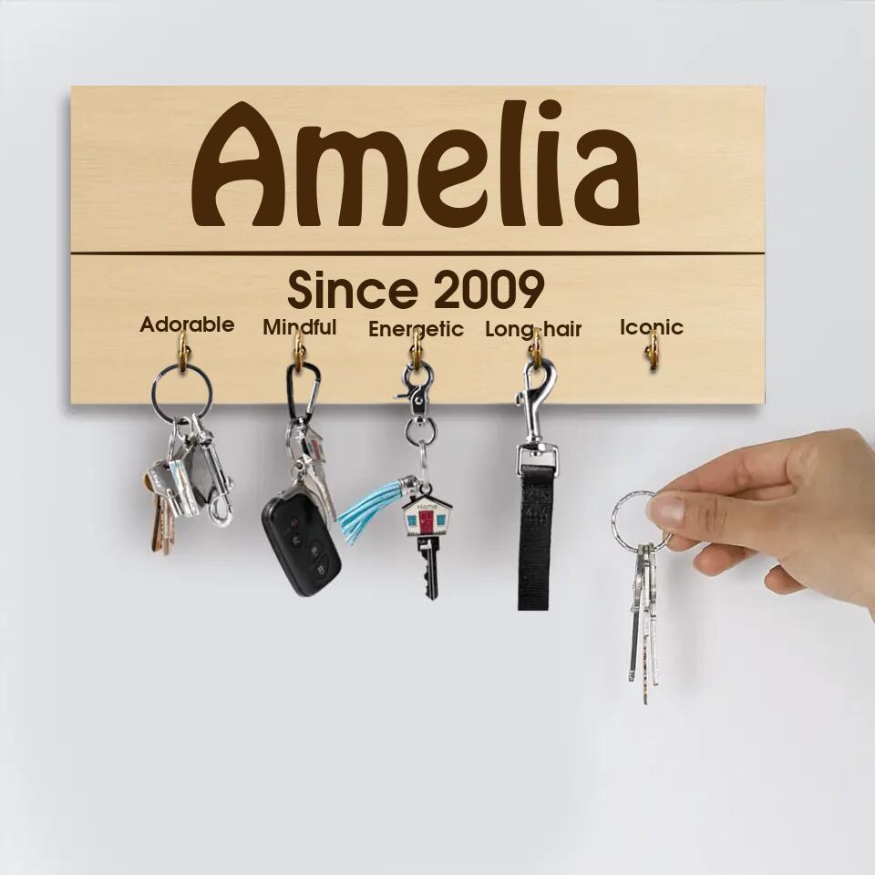 Since 2009 - Custom Name, Year and Personality - Personalized Key Holder - 13th Birthday Gift