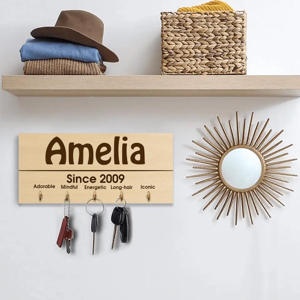 Since 2009 - Custom Name, Year and Personality - Personalized Key Holder - 13th Birthday Gift
