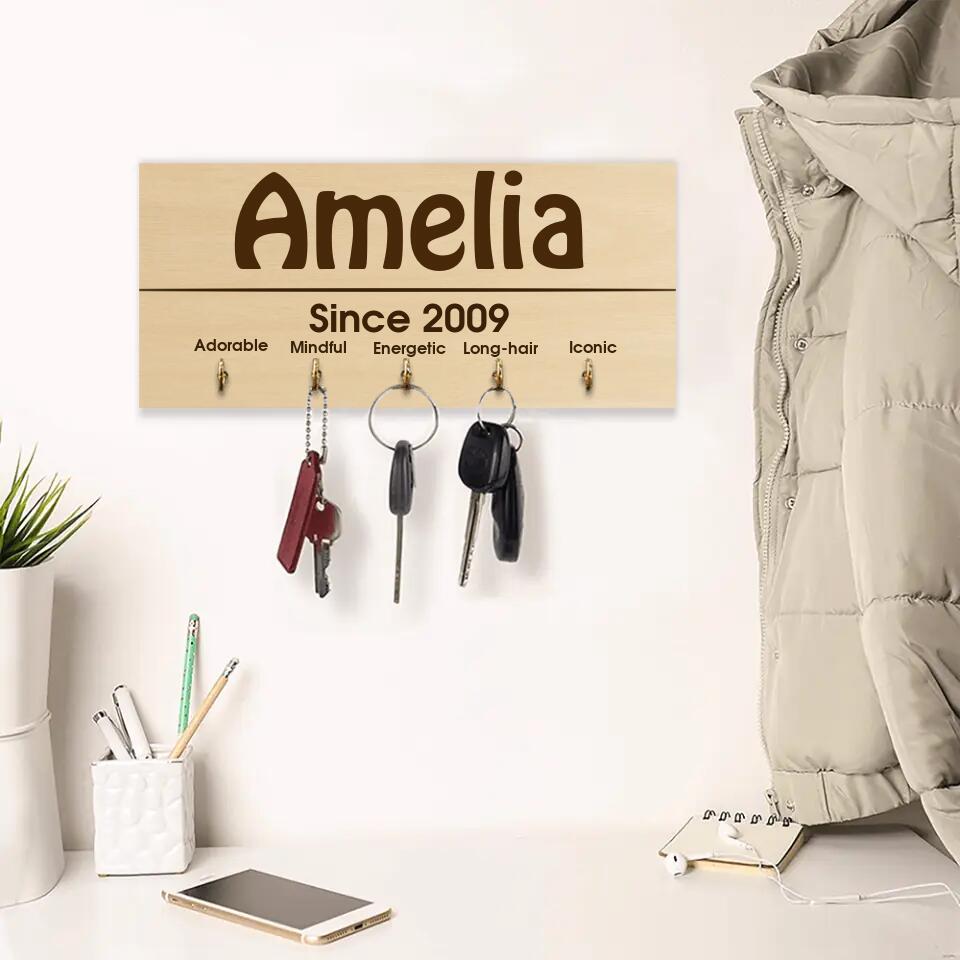 Since 2009 - Custom Name, Year and Personality - Personalized Key Holder - 13th Birthday Gift