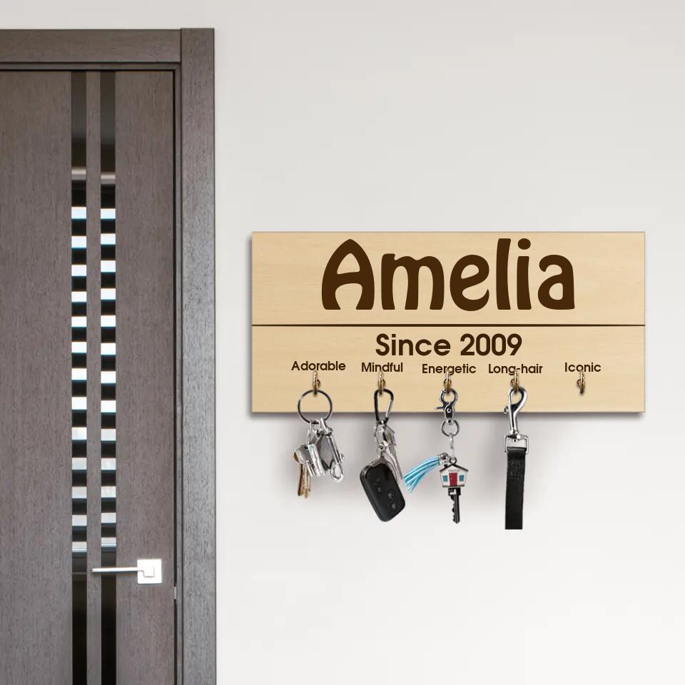 Since 2009 - Custom Name, Year and Personality - Personalized Key Holder - 13th Birthday Gift