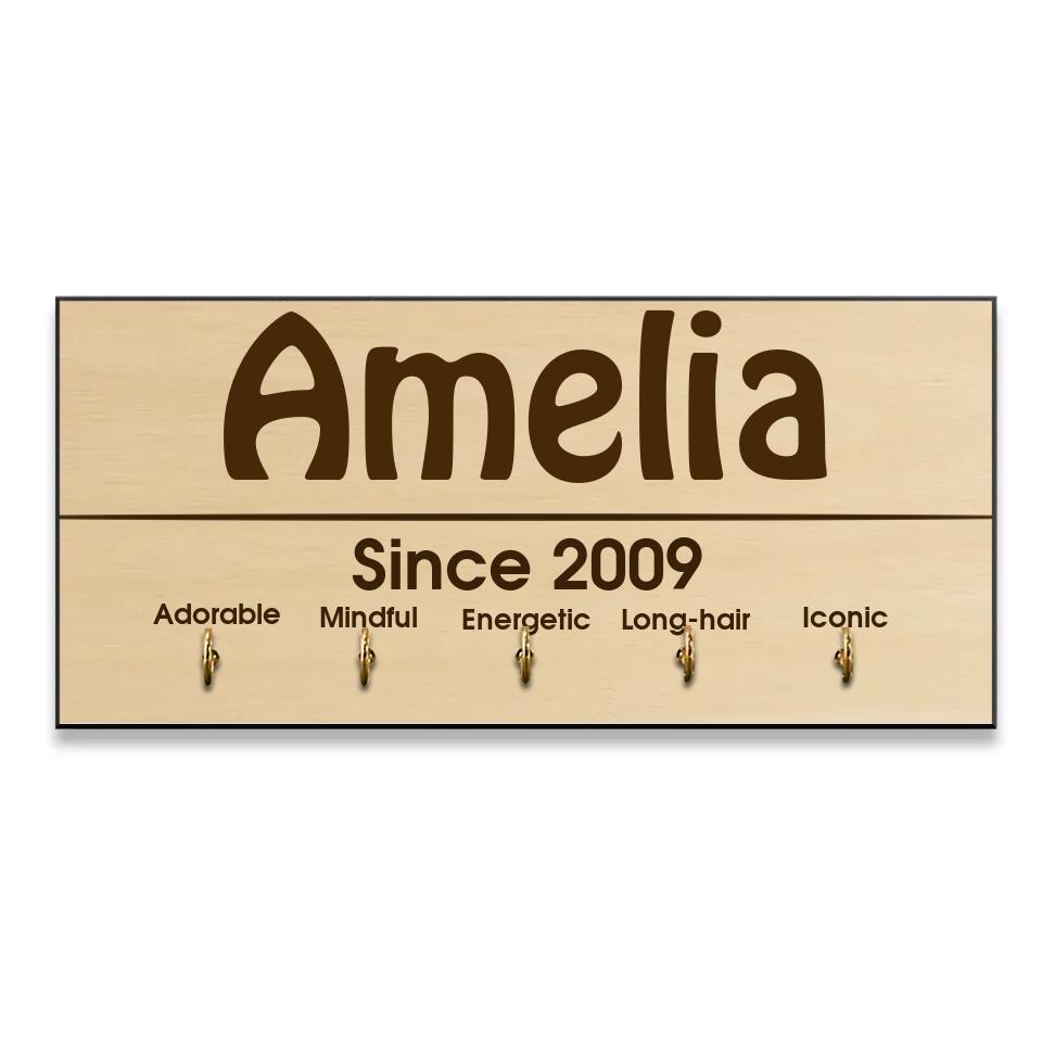 Since 2009 - Custom Name, Year and Personality - Personalized Key Holder - 13th Birthday Gift