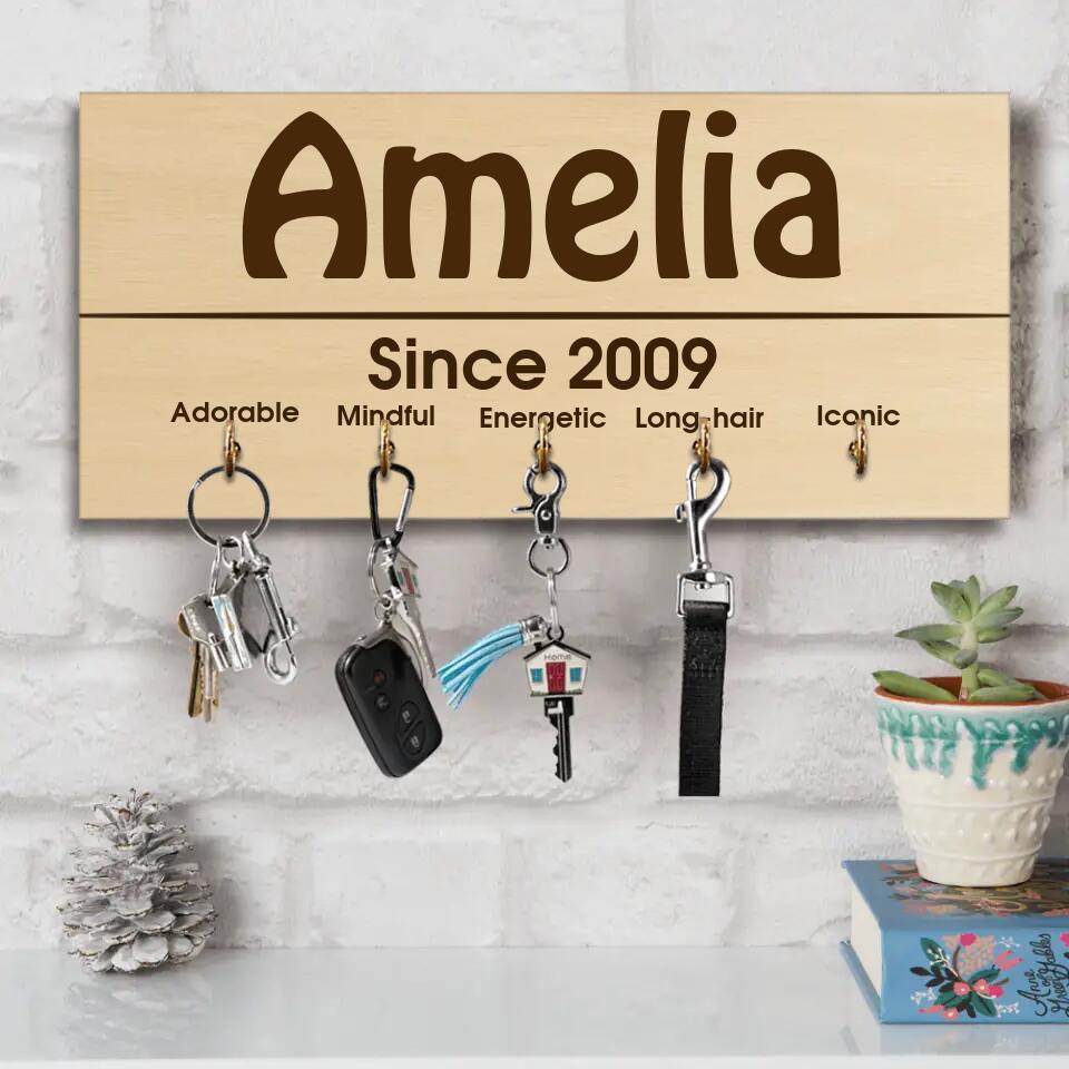 Since 2009 - Custom Name, Year and Personality - Personalized Key Holder - 13th Birthday Gift