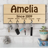 Amelia Since 2009 - Personalized Name Key Holder - Custom Personality Wooden Key Holder - 13th Birthday Gift for Girl - Best Birthday Gift for Girls - 211ICNNPKH133