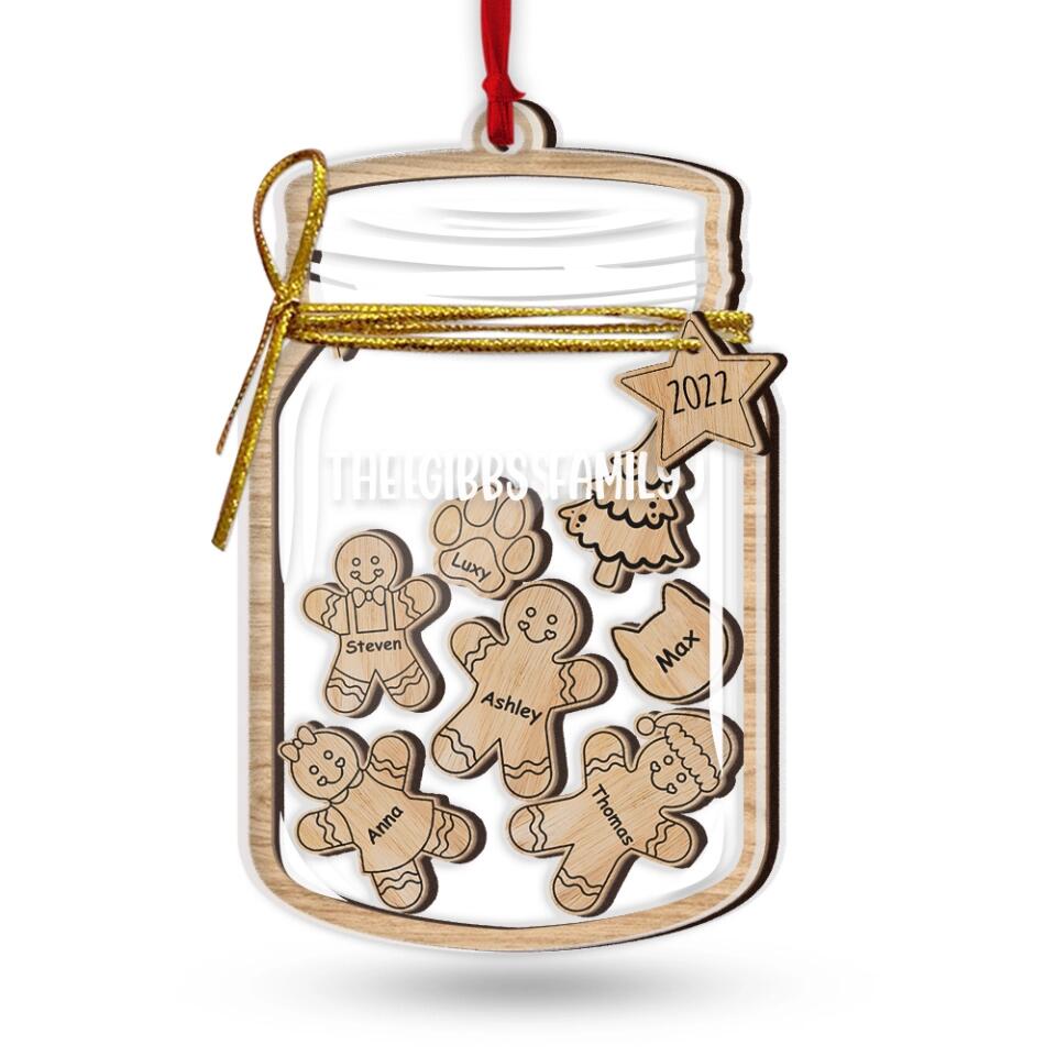 Custom Gingerbread Family Jar Layered Ornament - Personalized Funny Ornament - Gift for Family