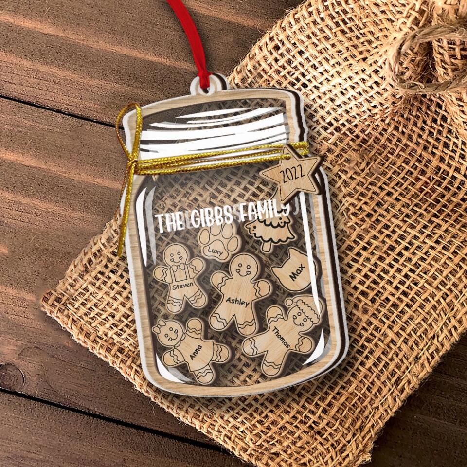 Custom Gingerbread Family Jar Layered Ornament - Personalized Funny Ornament - Gift for Family