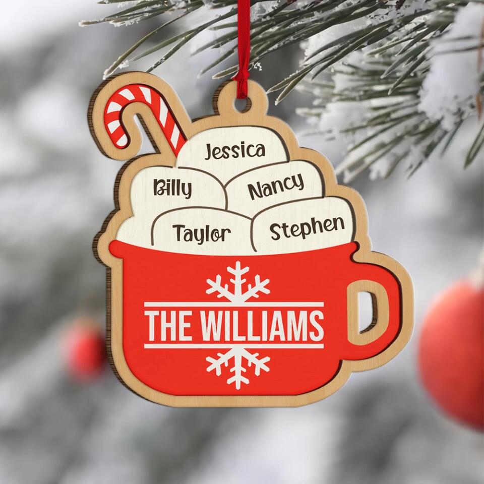 The Marshmallow Family Mug - Personalized Wooden Ornament - Home Decor - Best Gift For Family On Christmas For Him/Her Anniversary - 210IHNBNOR785