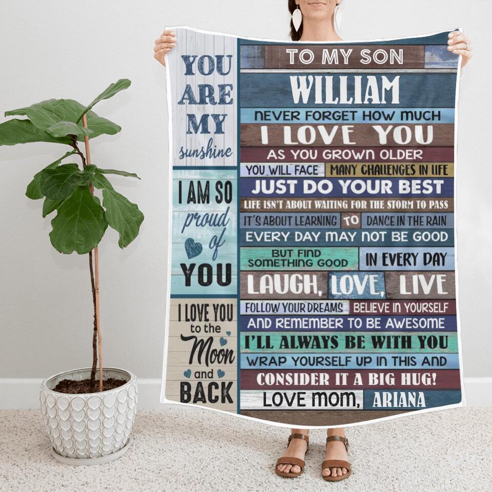 To My Son, Never Forget How Much I Love You - Personalized Blanket