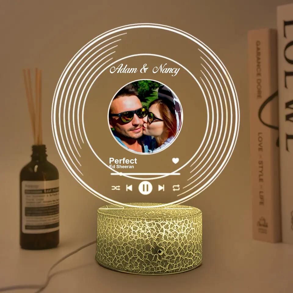 Vinyl Song 3D Printed Night Light - Custom Photo and Name - Best Gift for Christmas/Anniversary/Birthday - Gift for Couple, Him, Her - 211IHNBNLL833