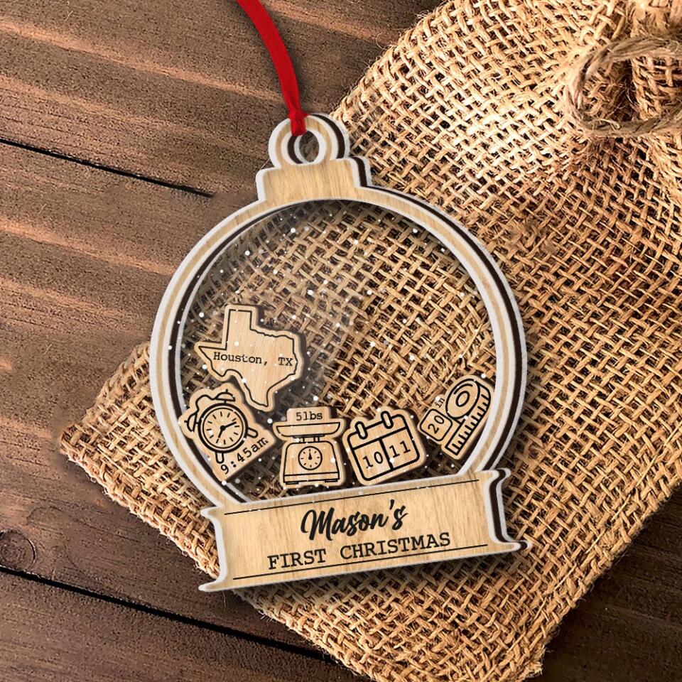 Baby's Name First Christmas - Personalized Ornament - New Baby Gift