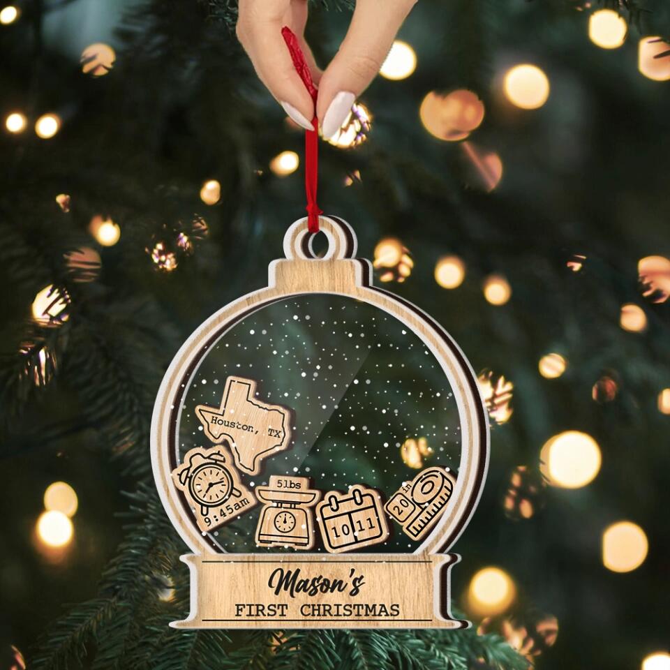 Baby's Name First Christmas - Personalized Ornament - New Baby Gift