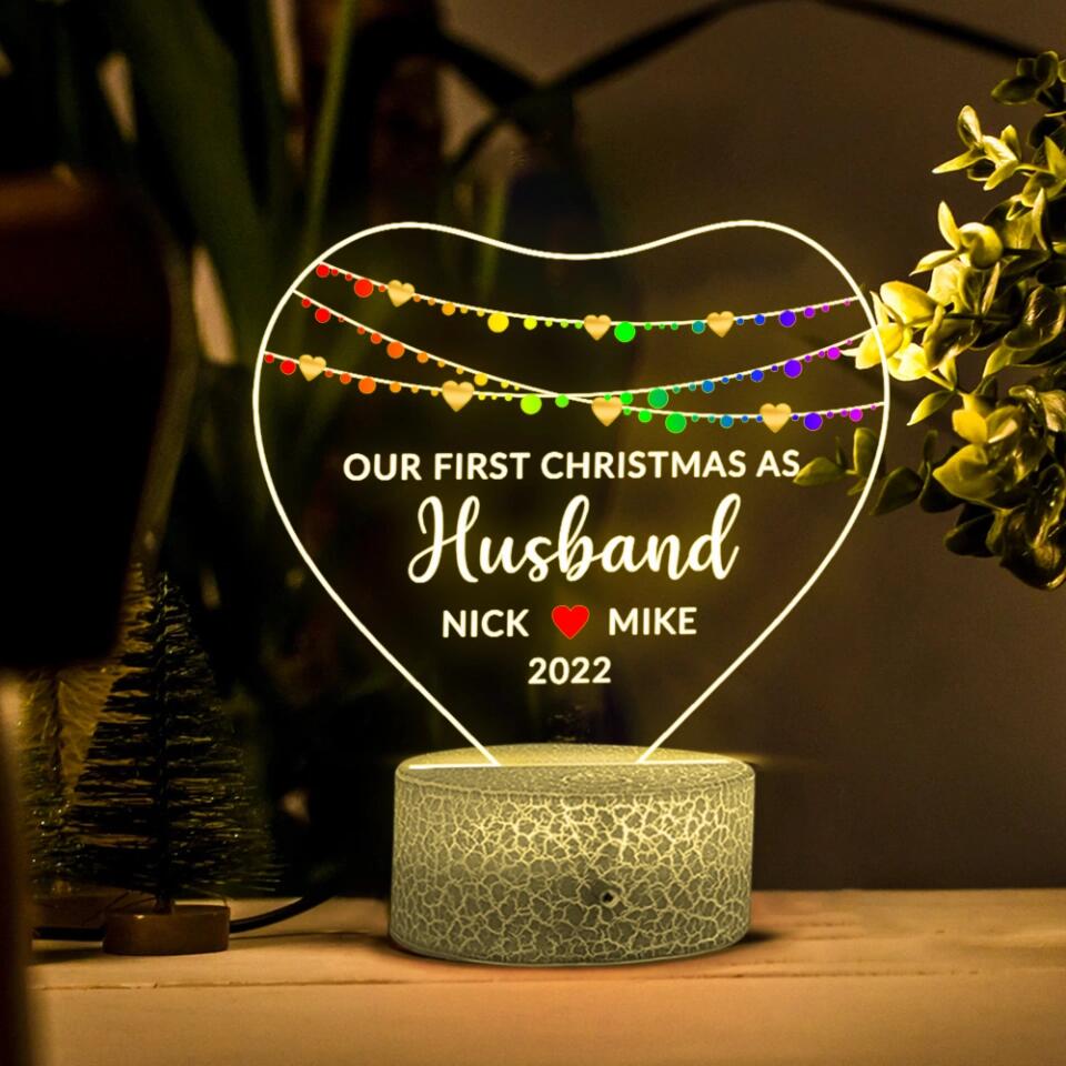 Our First Christmas as Husband/Wife - Personalized Night Light - Christmas Gift