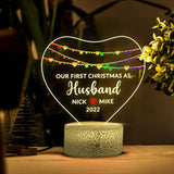 Our First Christmas as Husband/Wife - Personalized Names - Custom Lesbian Gay Flag - Printed Night Light - Best Christmas Gift for Her Him - 211ICNNPLL137