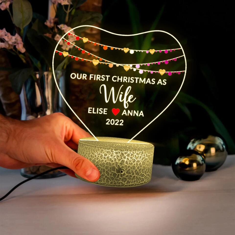 Our First Christmas as Husband/Wife - Personalized Night Light - Christmas Gift
