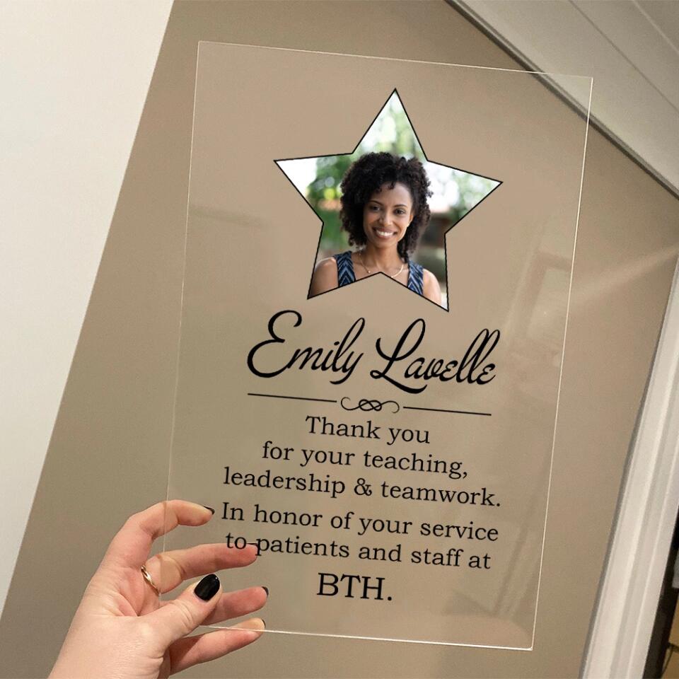 Thank You For Your Teaching Leadership And Teamwork - Personalized Upload Photo Acrylic Plaque - Best Gift For Boss For Coworker Anniversary - 211ICNNPAP158