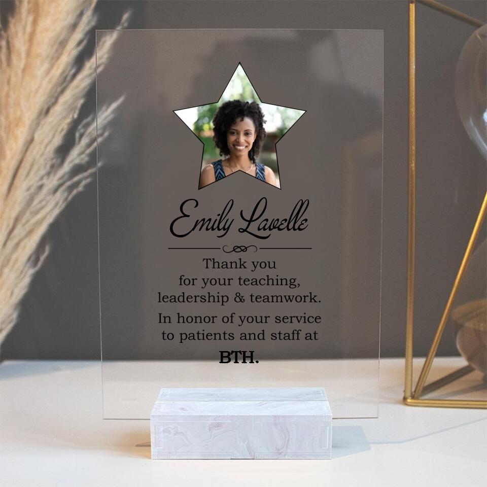 Thank You For Your Teaching Leadership And Teamwork - Personalized Acrylic Plaque - Gift for Boss or Coworker