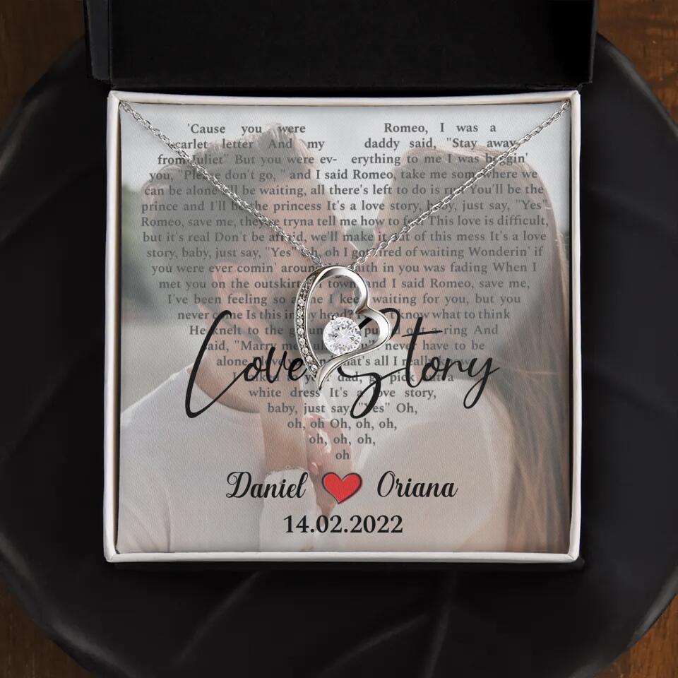Personalized Valentine Gifts - Love Story - Custom Lyrics Song - Personalized Necklace - Gift For Her