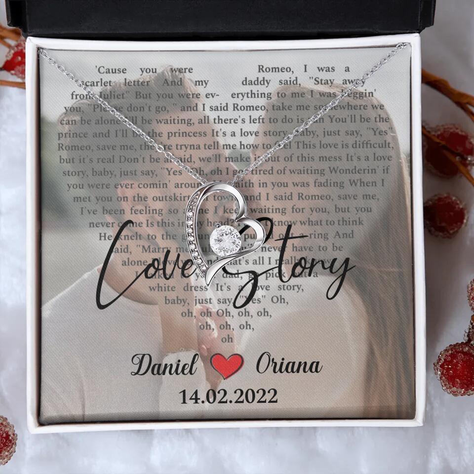 Personalized Valentine Gifts - Love Story - Custom Lyrics Song - Personalized Necklace - Gift For Her