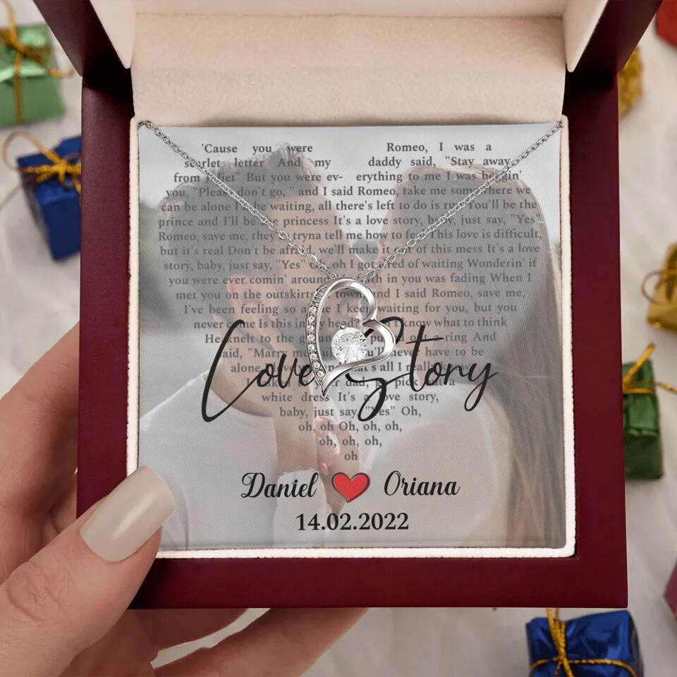 Personalized Valentine Gifts - Love Story - Custom Lyrics Song - Personalized Necklace - Gift For Her