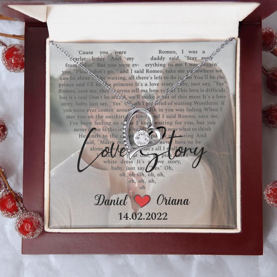 Personalized Valentine Gifts - Love Story - Custom Lyrics Song - Personalized Necklace - Gift For Her