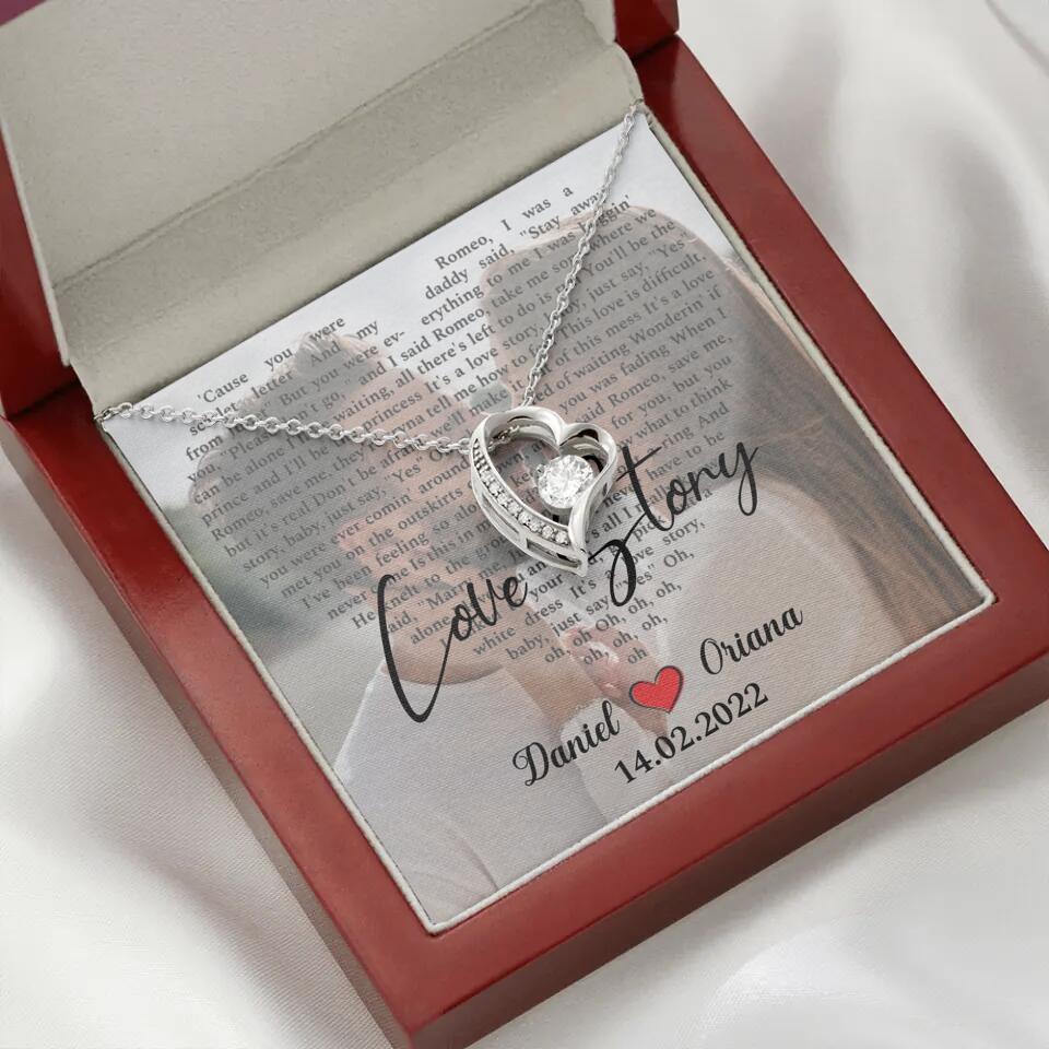 Personalized Valentine Gifts - Love Story - Custom Lyrics Song - Personalized Necklace - Gift For Her