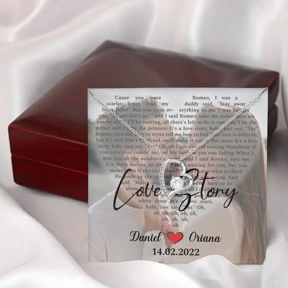 Personalized Valentine Gifts - Love Story - Custom Lyrics Song - Personalized Necklace - Gift For Her