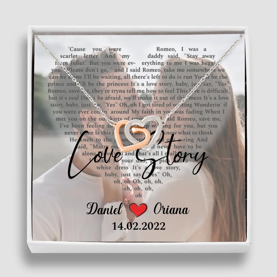Personalized Valentine Gifts - Love Story - Custom Lyrics Song - Personalized Necklace - Gift For Her