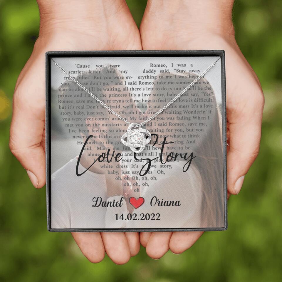 Personalized Valentine Gifts - Love Story - Custom Lyrics Song - Personalized Necklace - Gift For Her