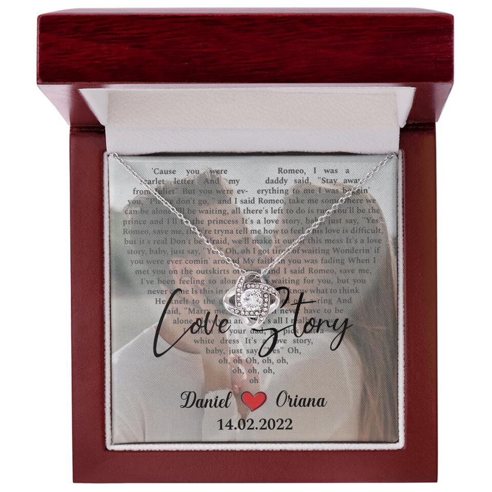 Personalized Valentine Gifts - Love Story - Custom Lyrics Song - Personalized Necklace - Gift For Her
