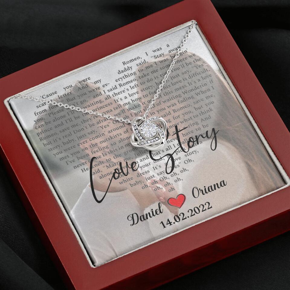 Personalized Valentine Gifts - Love Story - Custom Lyrics Song - Personalized Necklace - Gift For Her