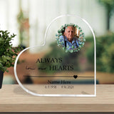 Always In Our Hearts - Personalized Upload Photo Heart Shaped Acrylic Plaque - Gift For Widow/Wife Anniversary Loss Husband - 211ICNLNAP186