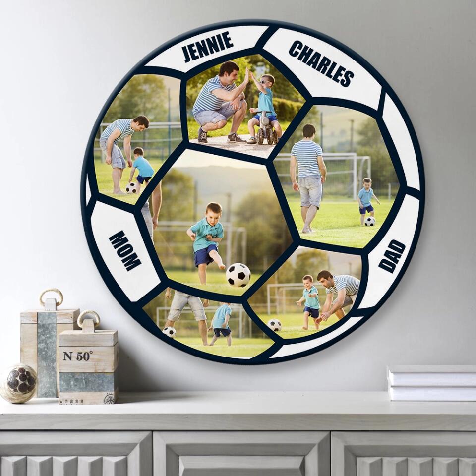 Custom Photo Round Wooden Sign Gift for Football Lovers