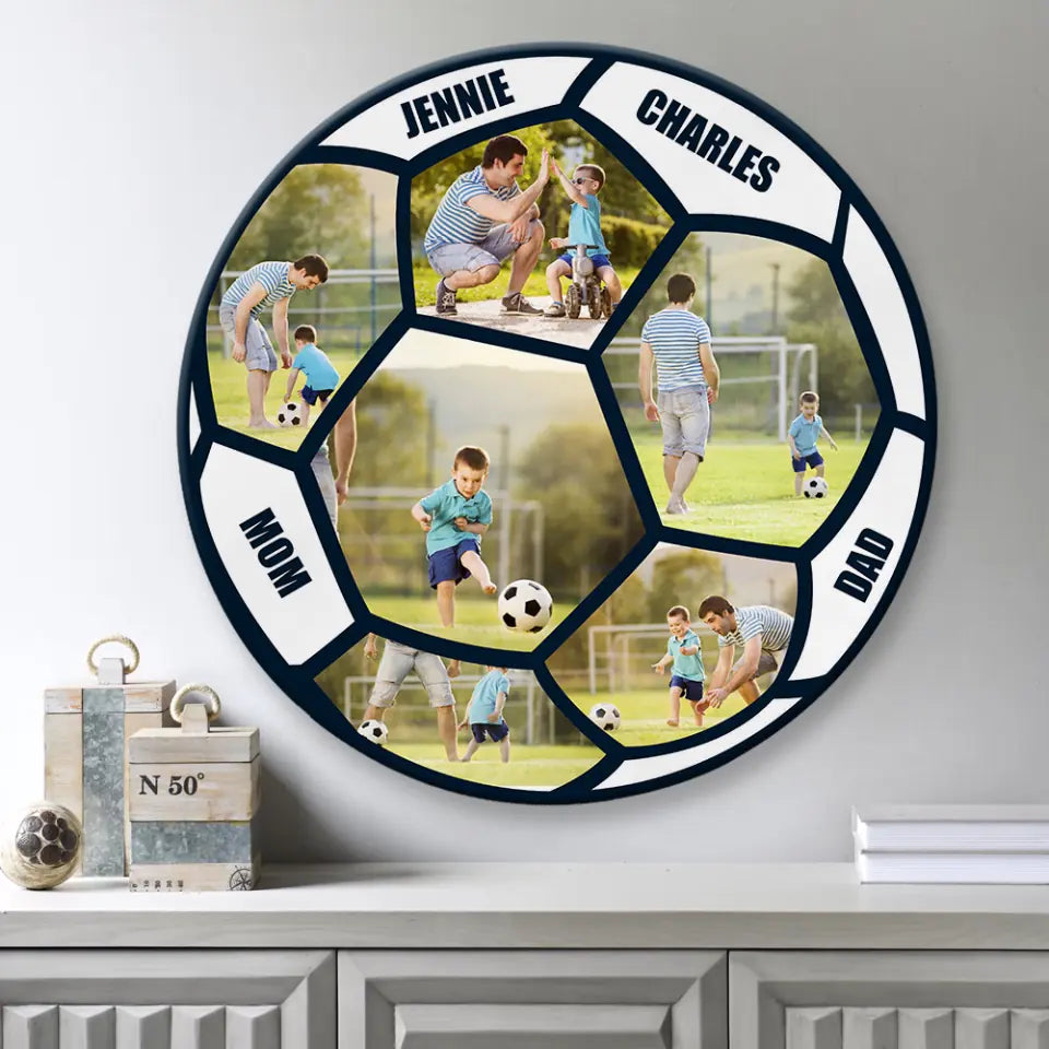 Custom Photo Round Wooden Sign Gift for Football Lovers