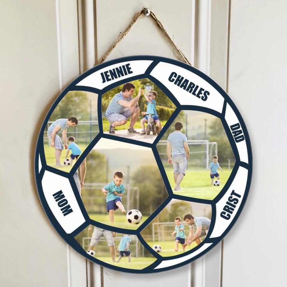 Custom Photo Round Wooden Sign Gift for Football Lovers