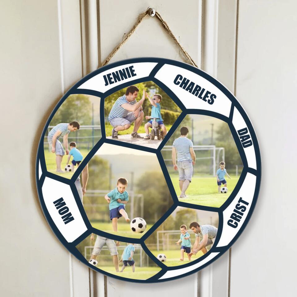 Custom Photo Round Wooden Sign Gift for Football Lovers