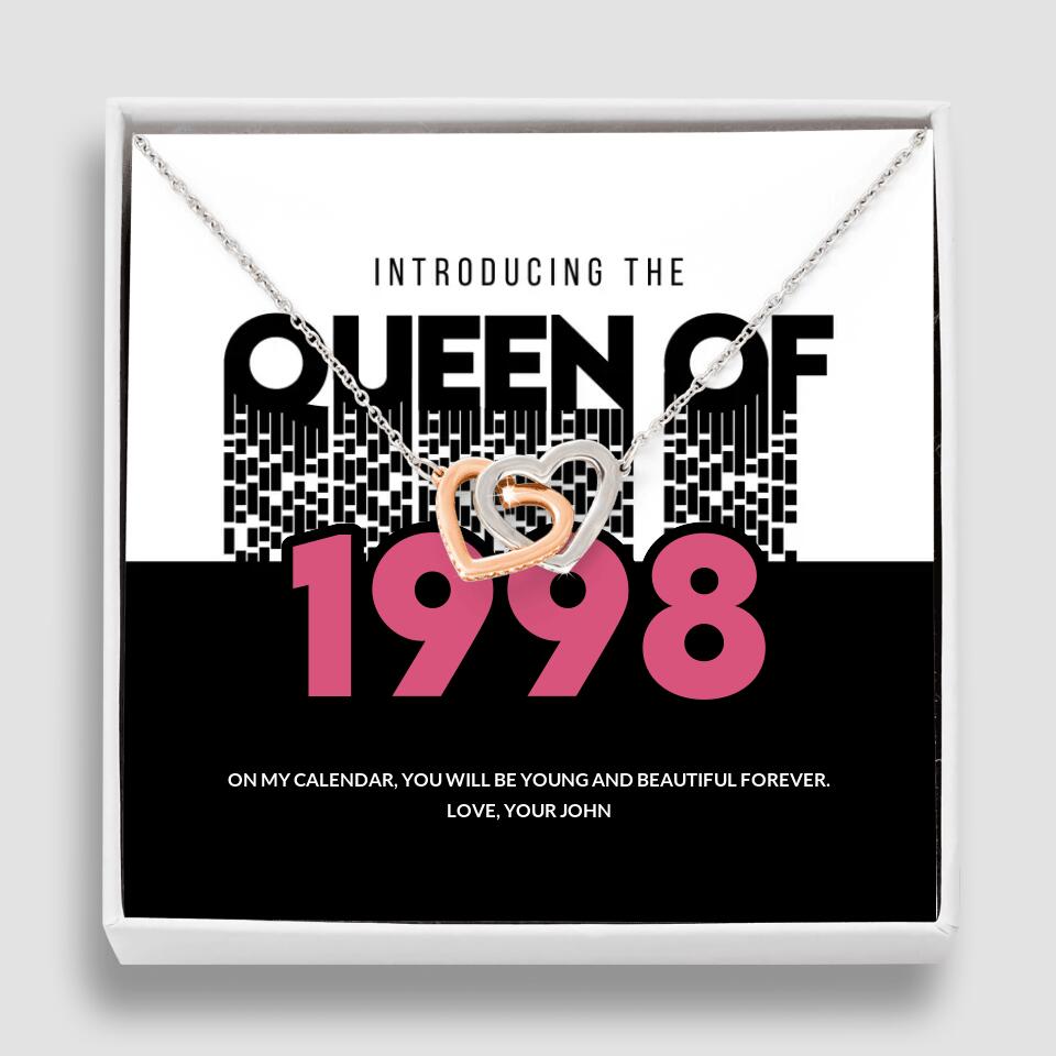 Introducing The Queen Of 1998 Personalized Necklace Gift For Girlfriend, Wife