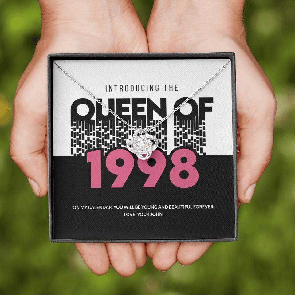 Introducing The Queen Of 1998 Personalized Necklace Gift For Girlfriend, Wife