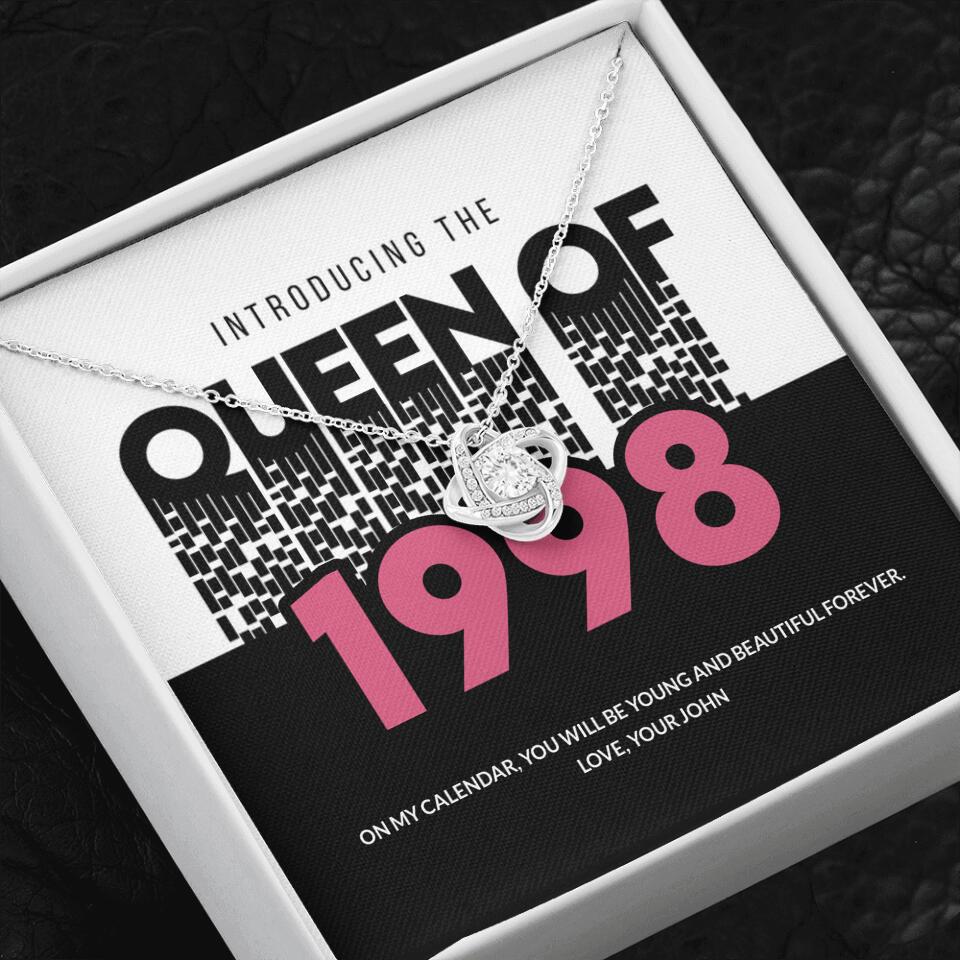 Introducing The Queen Of 1998 Personalized Necklace Gift For Girlfriend, Wife