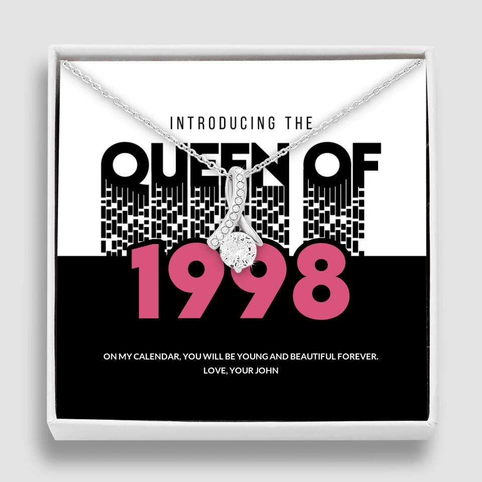 Introducing The Queen Of 1998 Personalized Necklace Gift For Girlfriend, Wife