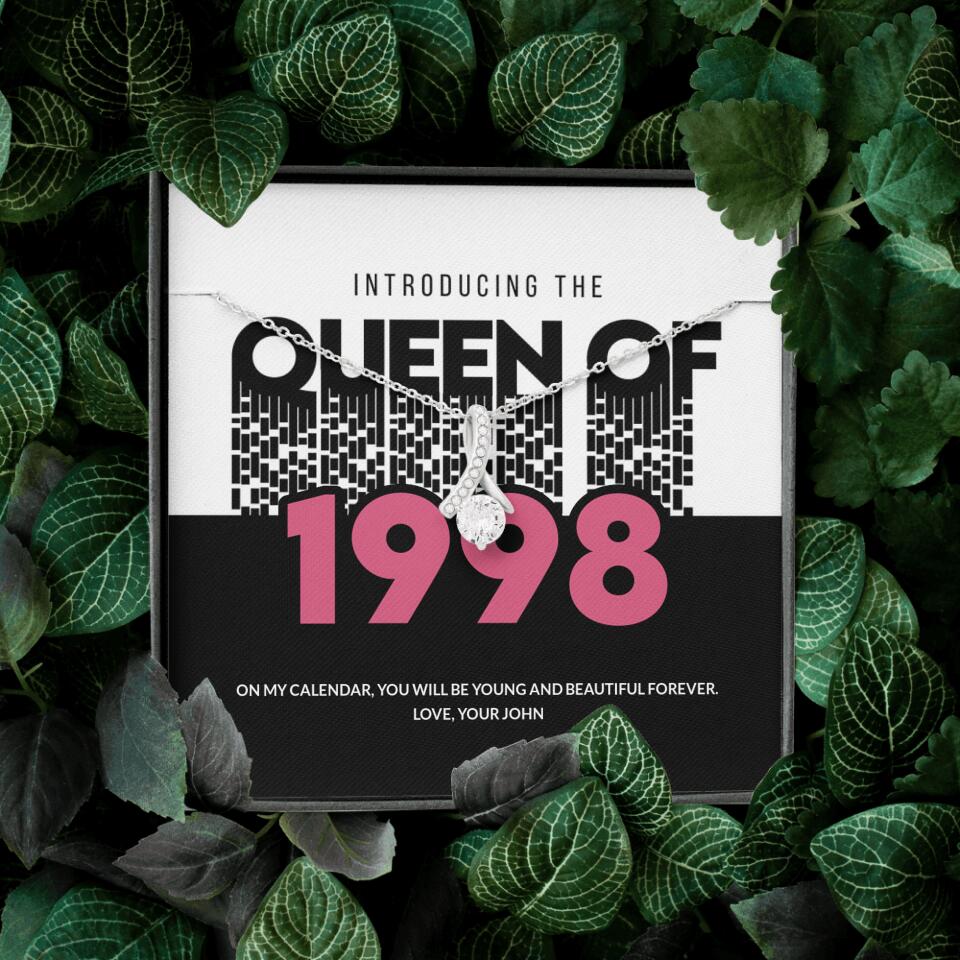 Introducing The Queen Of 1998 Personalized Necklace Gift For Girlfriend, Wife