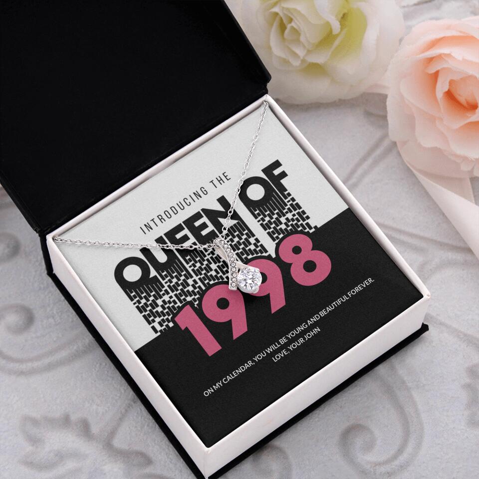 Introducing The Queen Of 1998 Personalized Necklace Gift For Girlfriend, Wife