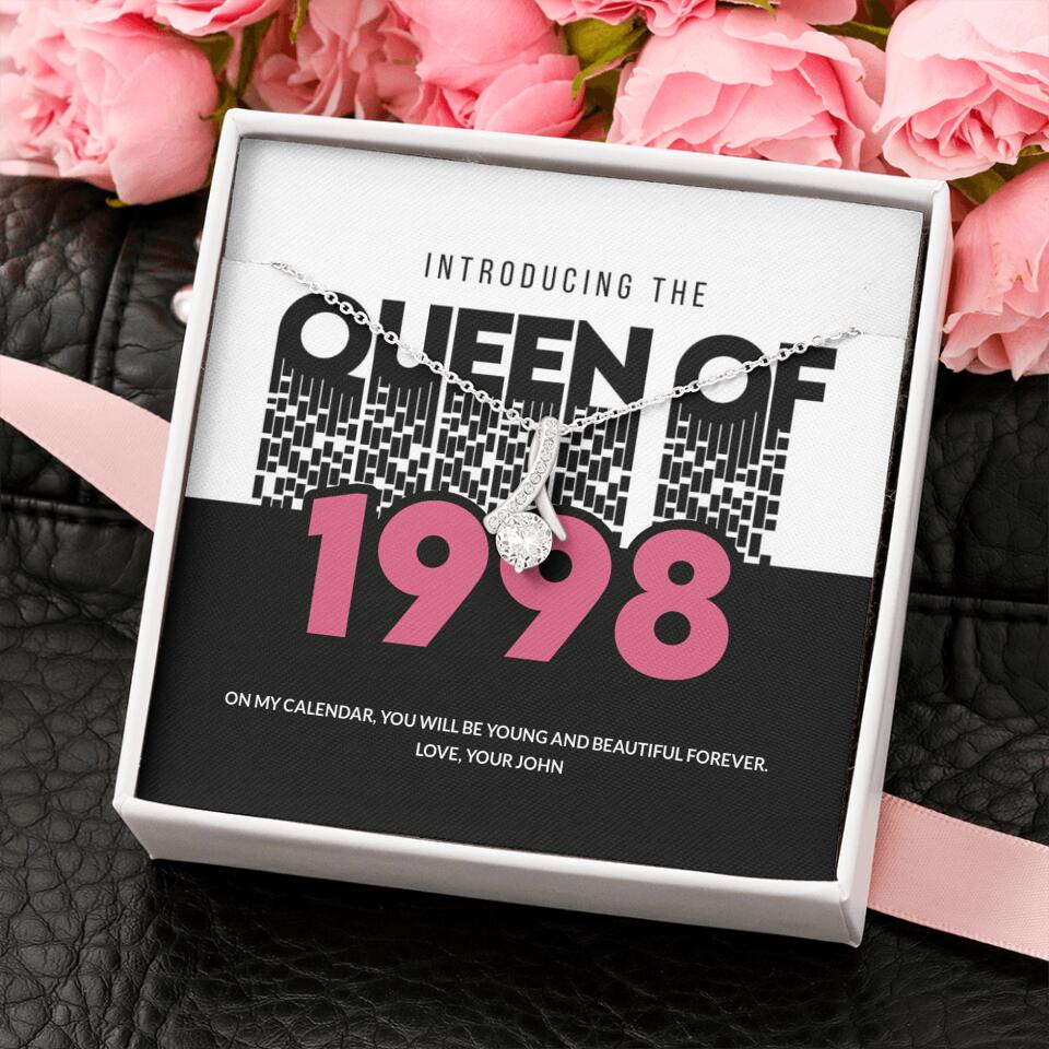 Introducing The Queen Of 1998 Personalized Necklace Gift For Girlfriend, Wife