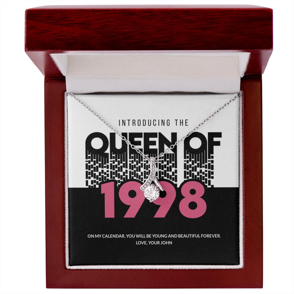 Introducing The Queen Of 1998 - Personalized White Gold Necklace - Best Gift For Girlfriend/Wife For Her Anniversary On Valentine - 210IHPNPJE464