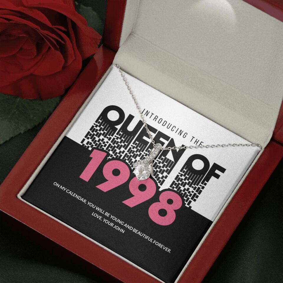 Introducing The Queen Of 1998 Personalized Necklace Gift For Girlfriend, Wife